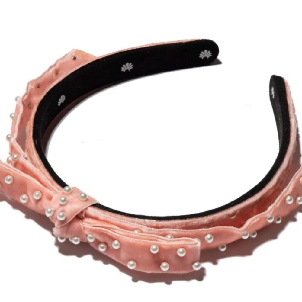 Lele Sadoughi Blush Pearl Bardot Ribbon Headband, Worn once EUC